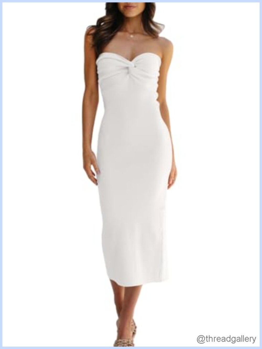 Knitted Bodycon Midi Dress Twisted Front Back Slit Sleeveless
